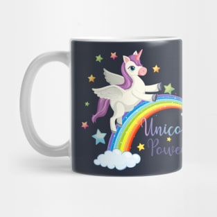 Unicorn power sign on white background Mug